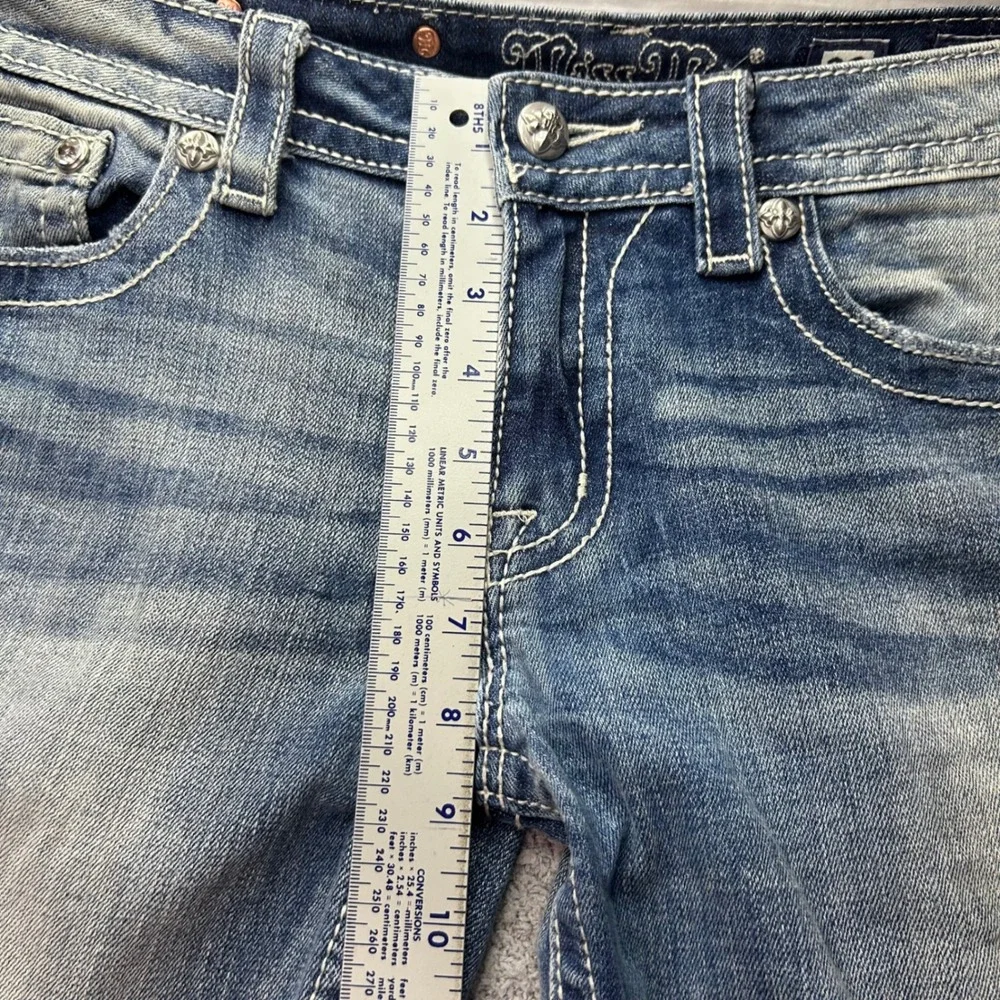 Miss Me Skinny Jeans Mid Rise Embellished Blue 29 Y2K McBling Western Boho Rodeo